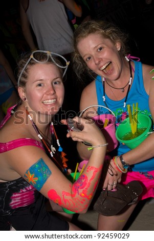 PHANGAN - JANUARY 08 : There are about 10,000 people every month at this Phangan beach Full moon party, on January 08, 2012 in Koh Phangan , Thailand .unidentified participants