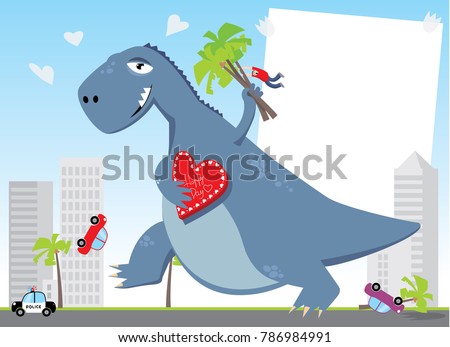 Cartoon lizard. Valentines Day. Vector illustration.