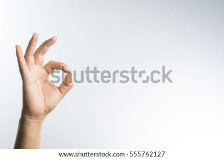 hand ok sign on white background 商業照片 © 