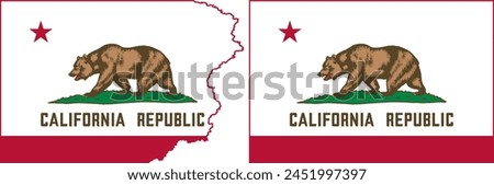 California flags vector. Standard flag and with torn edges