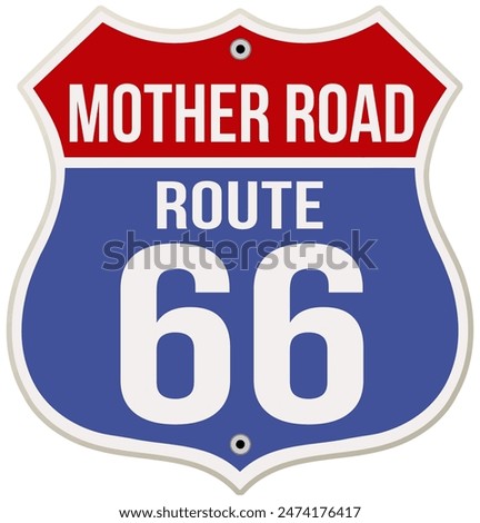 Mother Road Route 66 Sign. Retro style vector illustration