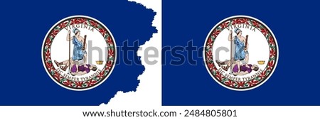 Flags of Virginia vector. Standard flag and with torn edges