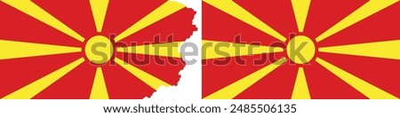 North Macedonia flags vector. Standard flag and with torn edges