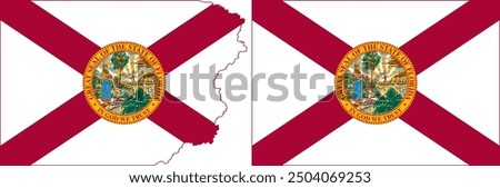 Florida state flags vector. Standard flag and with torn edges