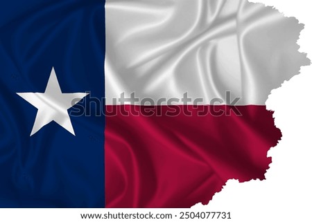 Texas Flag with torn edges on silk texture waving in the wind