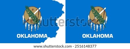 Oklahoma State flags vector. Standard flag and with torn edges