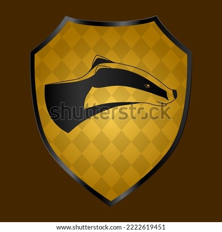 Shield with an badger. Vector illustration.