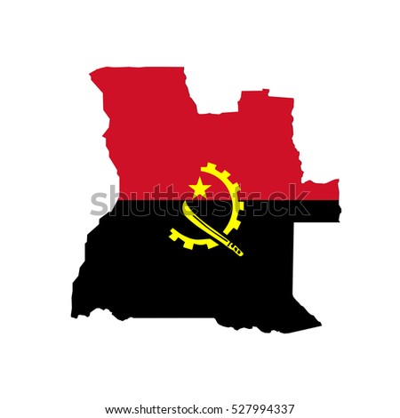 Angola map and flag in white background