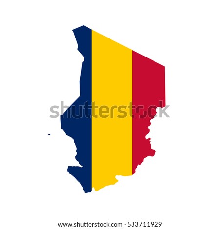 Chad map and flag in white background