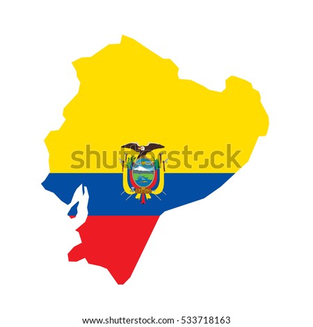 Ecuador map and flag in white background