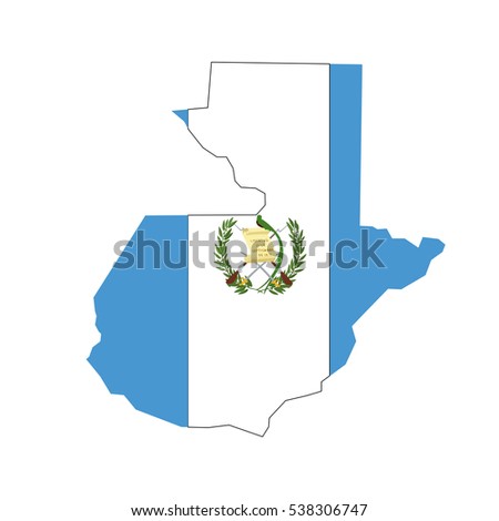 Guatemala map and flag in white background