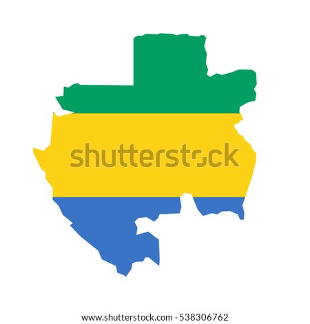 Gabon map and flag in white background