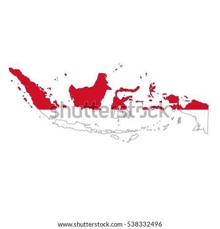 Indonesia map and flag in white background