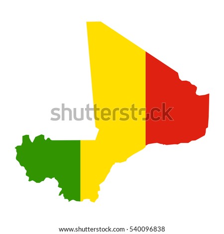 Mali map and flag in white background