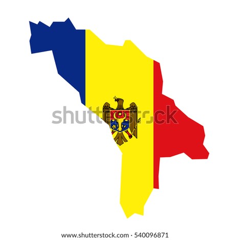 Moldova map and flag in white background