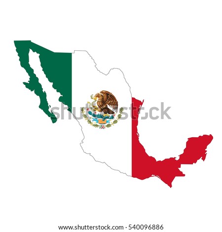 Mexico map and flag in white background