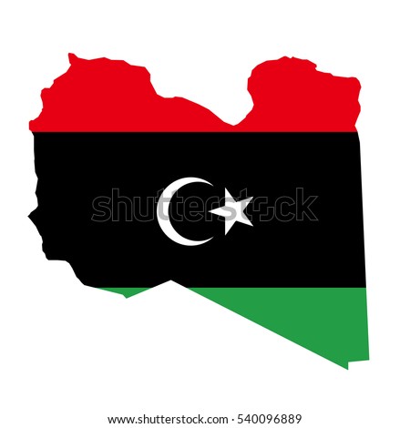 Libya map and flag in white background