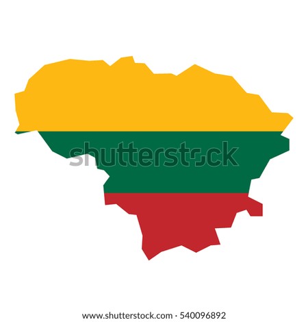 Lithuania map and flag in white background