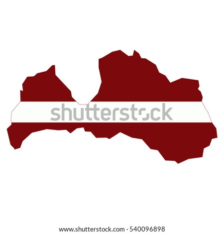 Latvia map and flag in white background