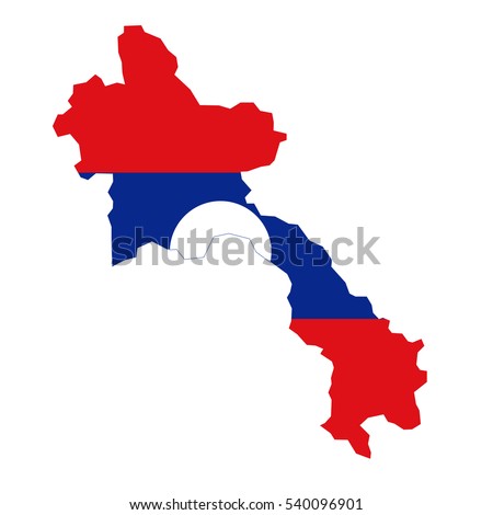 Laos map and flag in white background