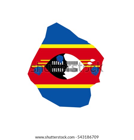 Swaziland map and flag in white background