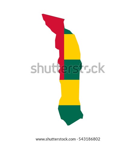 Togo map and flag in white background