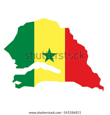 Senegal map and flag in white background