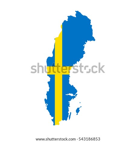 Sweden map and flag in white background