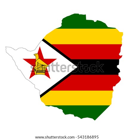 Zimbabwe map and flag in white background