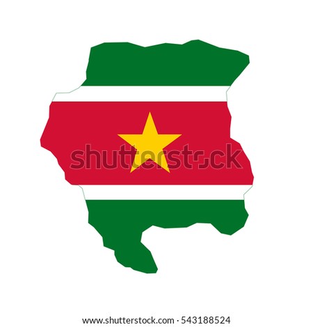 Suriname map and flag in white background