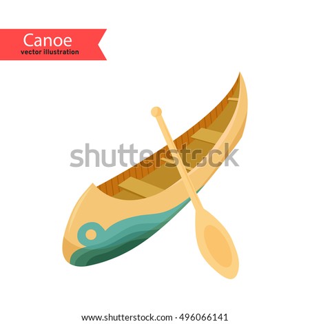 Canoe. Vector illustration of a canoe isolated on white background.