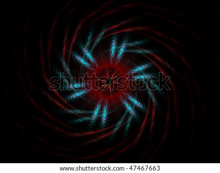 Abstract Fractal Design of Lost Souls being dragged down into Hell