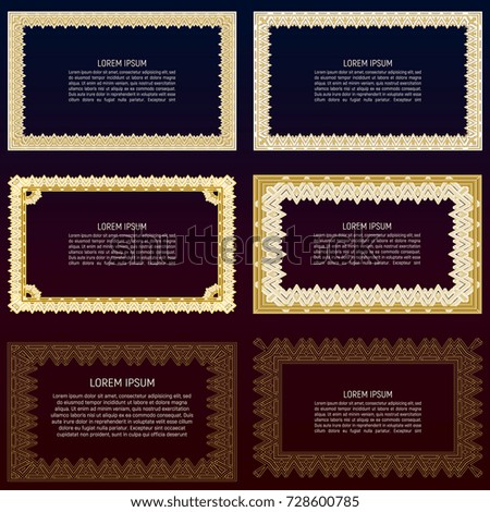 Ornamental frames with unreadable text template. Can be used for design of menu, invitations and other ways of submitting information
