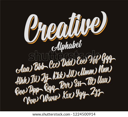 Creative lettering alphabet. Vector font.