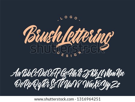 Brush lettering calligraphy font. Vector alphabet.