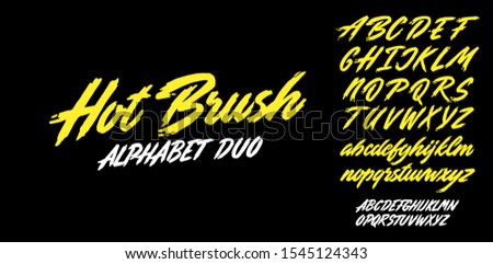 Hot brush alphabet duo. Vector script.