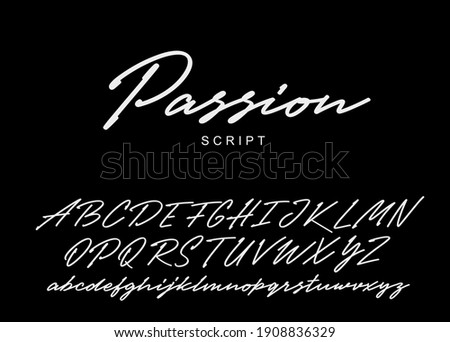 Passion calligraphy script. Vector alphabet.