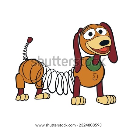 Slinky Dog art pet funny icon vector design Sheriff  Woody Buzz Lightyear flay jet toy story art logo sign symbol figure fun cowboy toy story character hero smile happy template isolated white