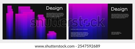 Abstract gradient poster background vector set. Minimalist style cover template with vibrant perspective 3d geometric prism shapes collection. Ideal design for social media, cover, banner, flyer.