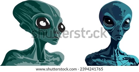 Classic SciFi Alien Vector Set Illustration 4