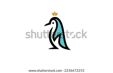 
Cute penguin icon in flat style. Cold winter symbol. Antarctic bird, animal drawing.