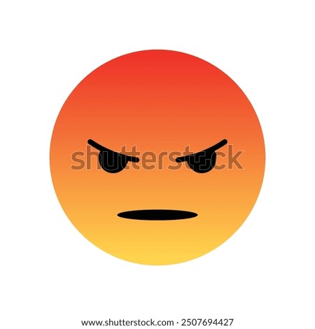 Facebook angry emoji or reaction cartoon face, emotion emoji with sadness vector.