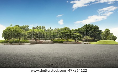 Image, Stock Photo Green trees in park and blue sky