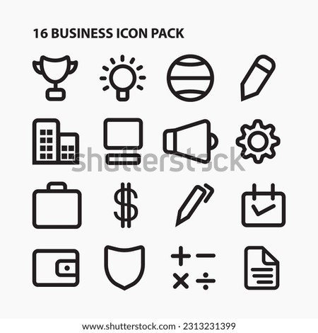 Business  Icons pack  Black and White vector illustration  with basic icon 