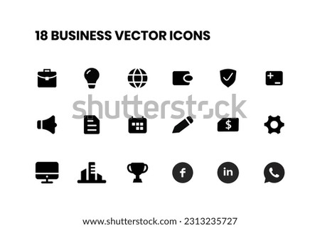 A set of modern, rounded social media icons and business icons in black can be used to add a touch of sophistication to your corporate design.