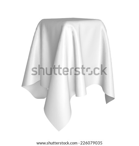 Box covered with cloth. 3d illustration isolated on white background  Foto stock © 