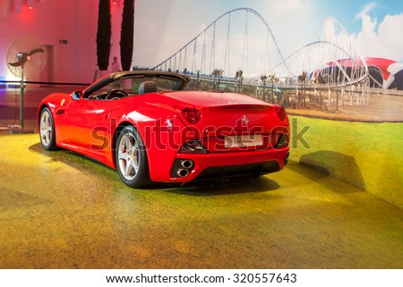ABU DHABI, UAE - MAY 13,2014: Ferrari World at Yas Island in Abu Dhabi on MAY 13, 2014, UAE. Ferrari World is the largest indoor amusement park in the world.