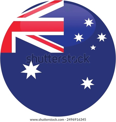 Australia flag vector icon. Glossy round icon with flag of the Australia on white background