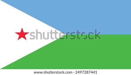 National flag of Djibouti. Rectangular flag. Vector illustration