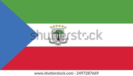 National flag of Equatorial Guinea. Rectangular flag. Vector illustration